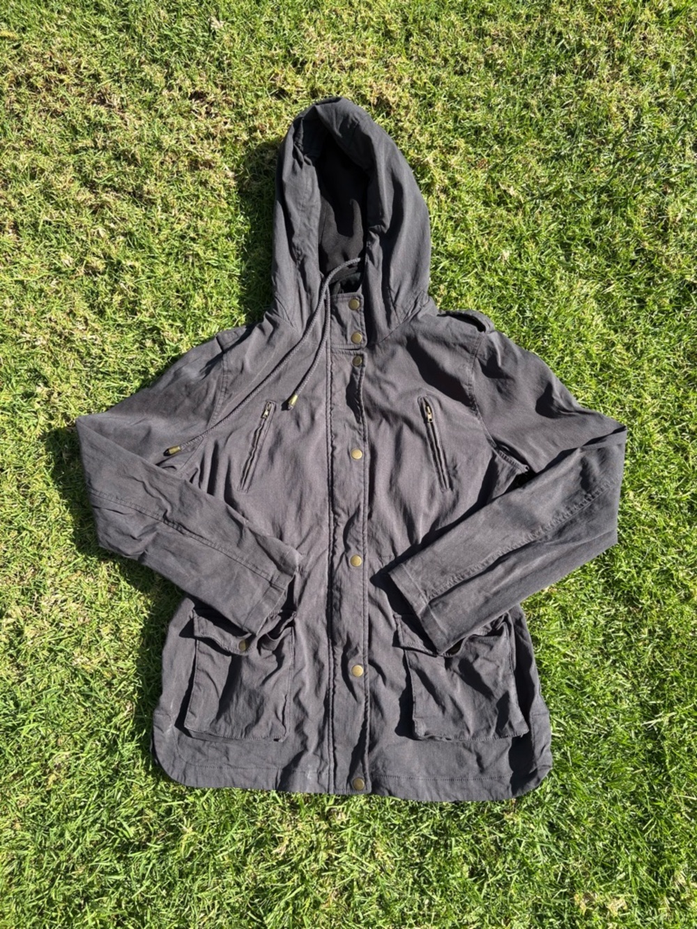 Women's Hooded Utility Jacket in Charcoal
